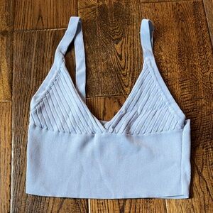 ZARA Light Blue Ribbed Bralette Size Small
